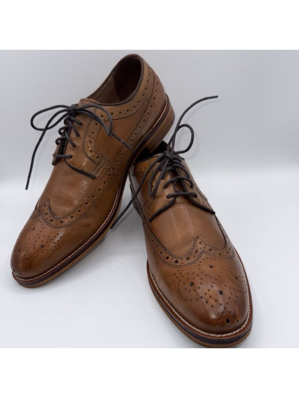 Johnston & Murphy Conard Oxford Shoes Men's 10M Wingtip Tan Leather 20-3310 - Picture 10 of 14